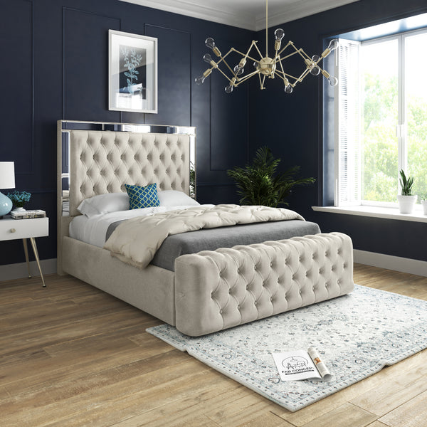 MIRROR BED FRAME WITH MATTRESS & STORAGE OPTION