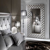 Large Modern Button Upholstered Nubuck Leather Wall Mirror