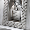 Large Modern Button Upholstered Nubuck Leather Wall Mirror