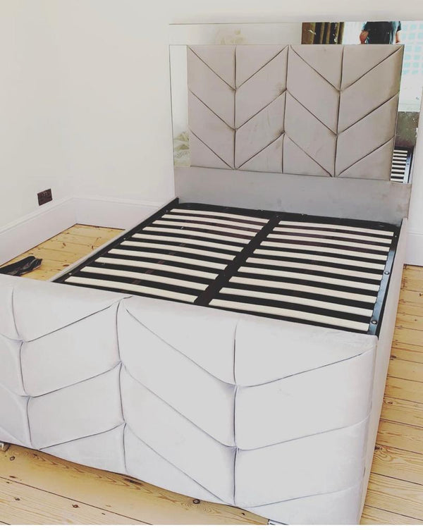 MIRROR BED FRAME WITH MATTRESS & STORAGE OPTION